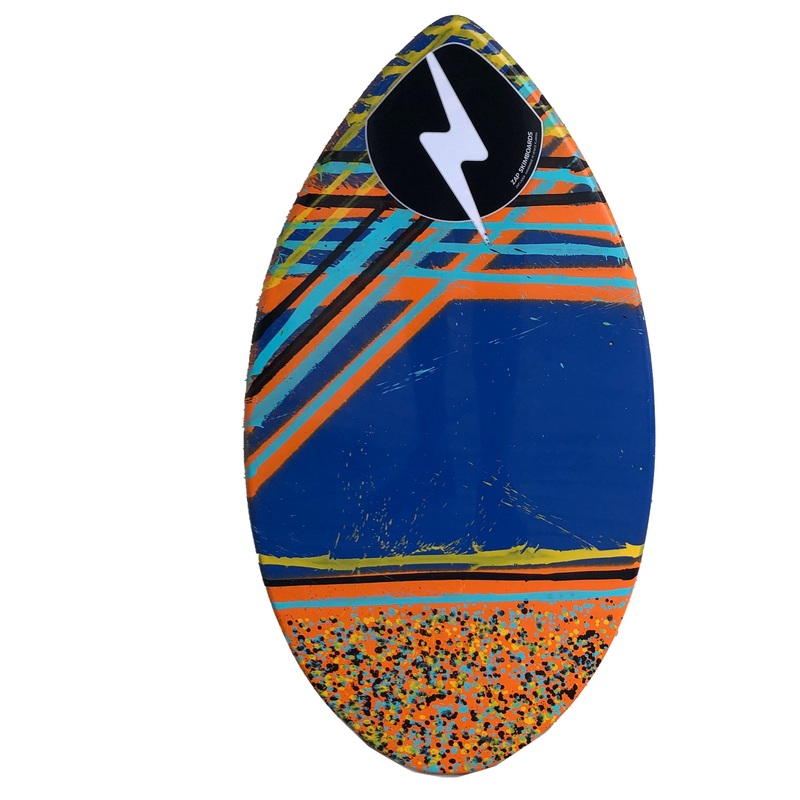 Zap 35″ Mini Lazer Skimboard – Orange/Blue Slant Lines