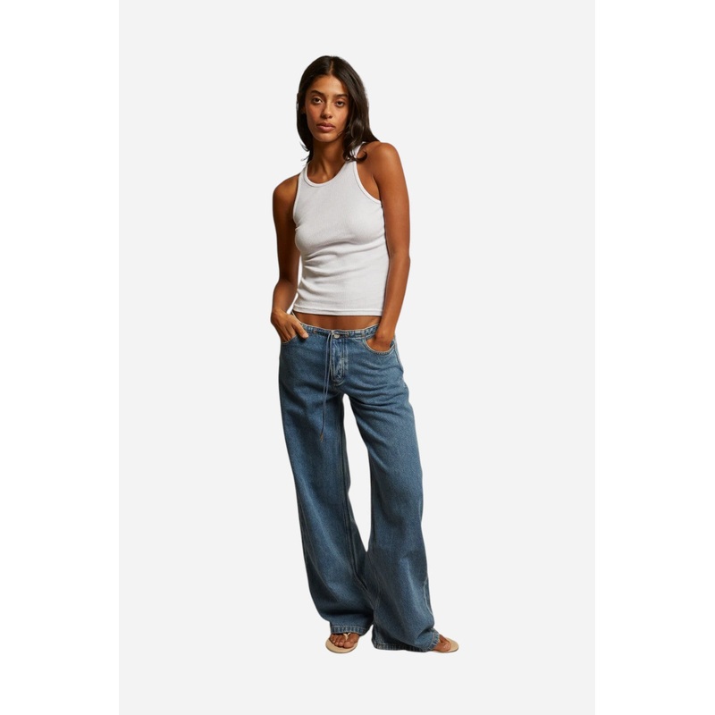 Perfect White Tee Kravitz Fine Rib High Neck Tank in White