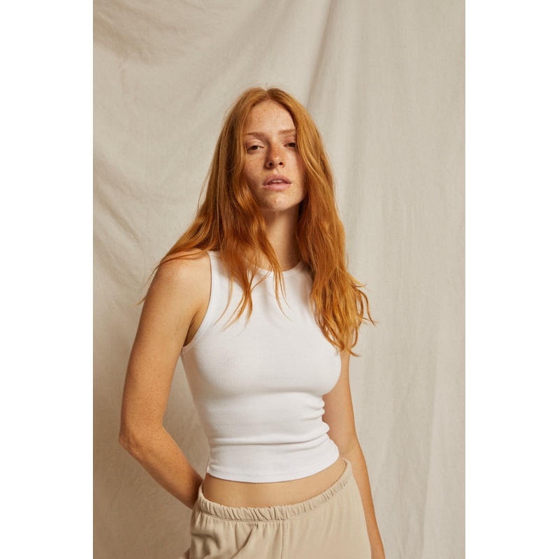 perfect white tee Gigi Rib Tank Top in White