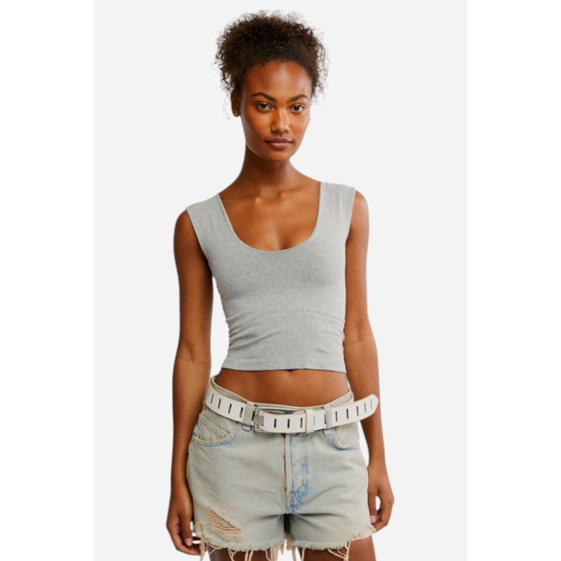Free People Clean Lines Muscle Cami in Heather Grey