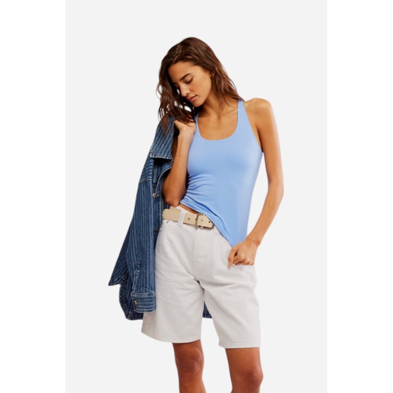 Free People Clean Lines Racerback Cami in Blue Vista
