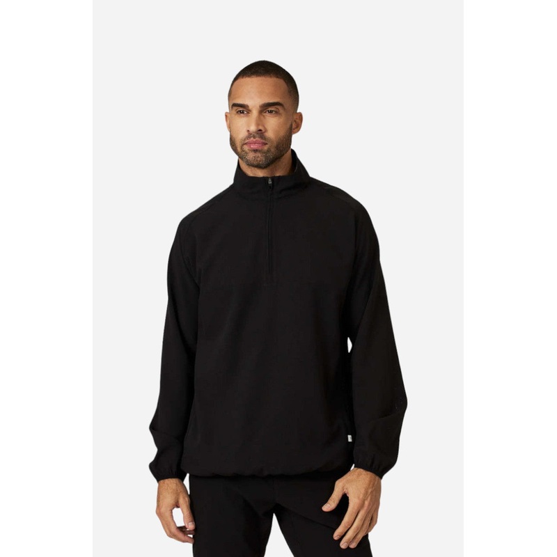 7 Diamonds Oxygenate Solid Quarter-Zip Pullover in Black