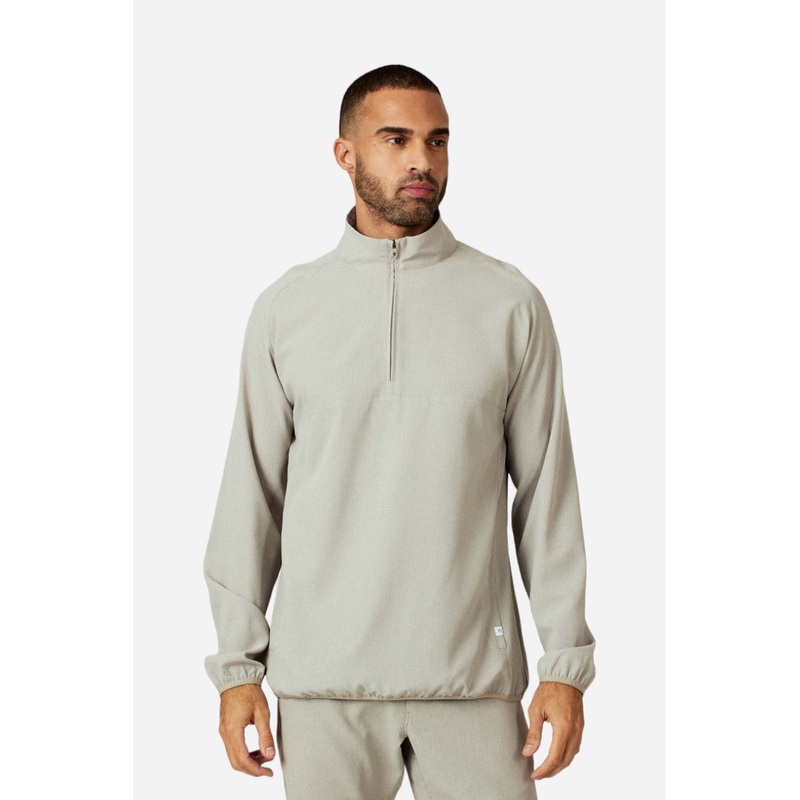 7 Diamonds Oxygenate Solid Quarter-Zip Pullover in Sand