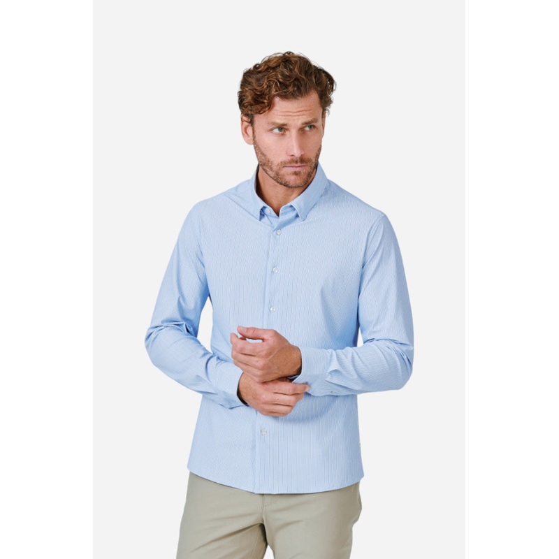 7 Diamonds Charles Long Sleeve Shirt in Light Blue