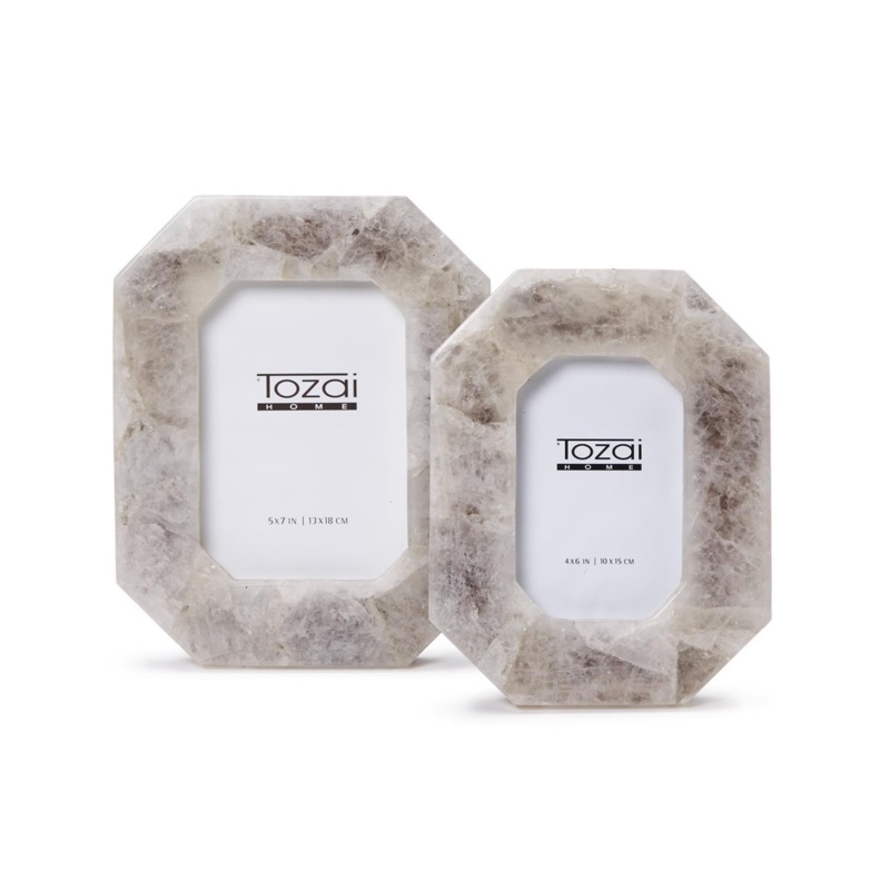 White Quartz Octagonal Picture Frame, 4 x 6