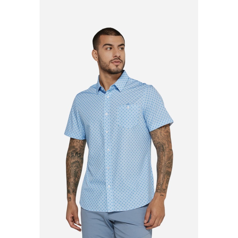 7 Diamonds Eldon Short Sleeve Shirt in Light Blue