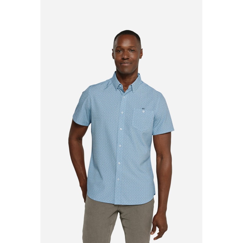 7 Diamonds Lexter Short Sleeve Shirt in Seafoam