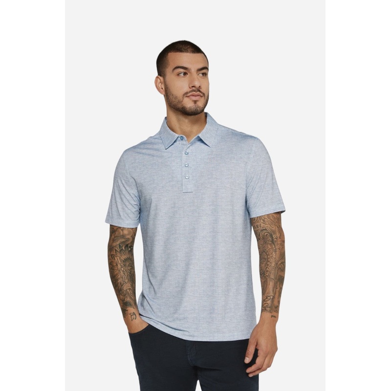 7 Diamonds Malone Short Sleeve Polo in Blue