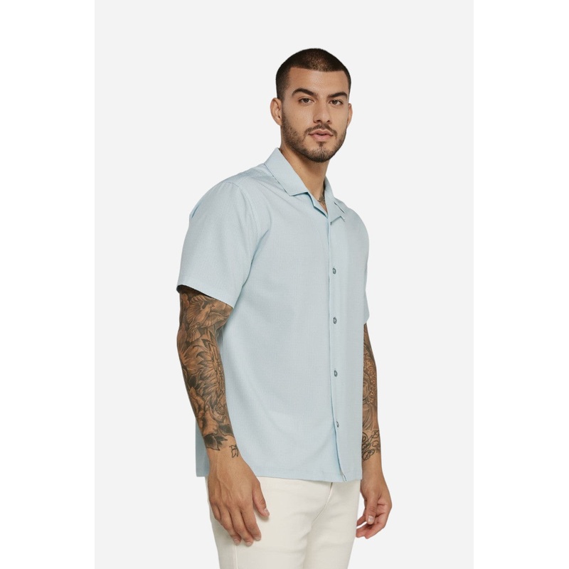 7 Diamonds Paulo Camp Shirt in Seafoam