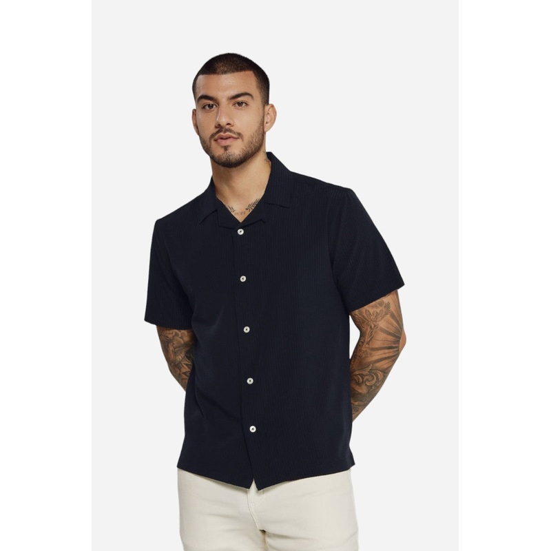 7 Diamonds Vance Camp Shirt in Navy