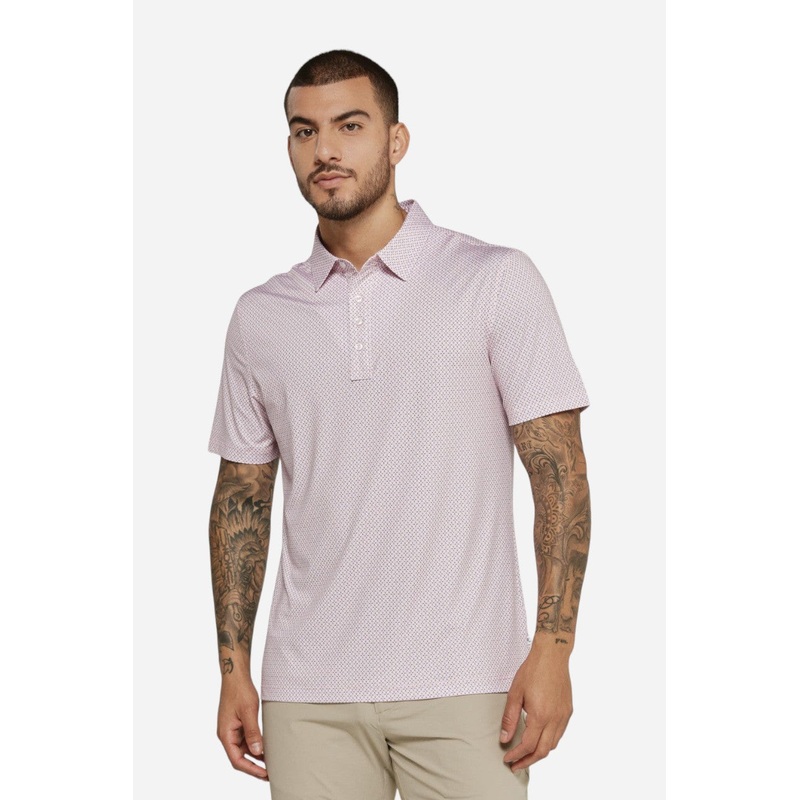 7 Diamonds Marquez Short Sleeve Polo in Coral