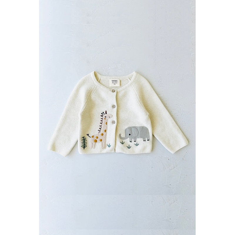 Viverano Animal Safari Embroidered Baby Cardigan Sweater