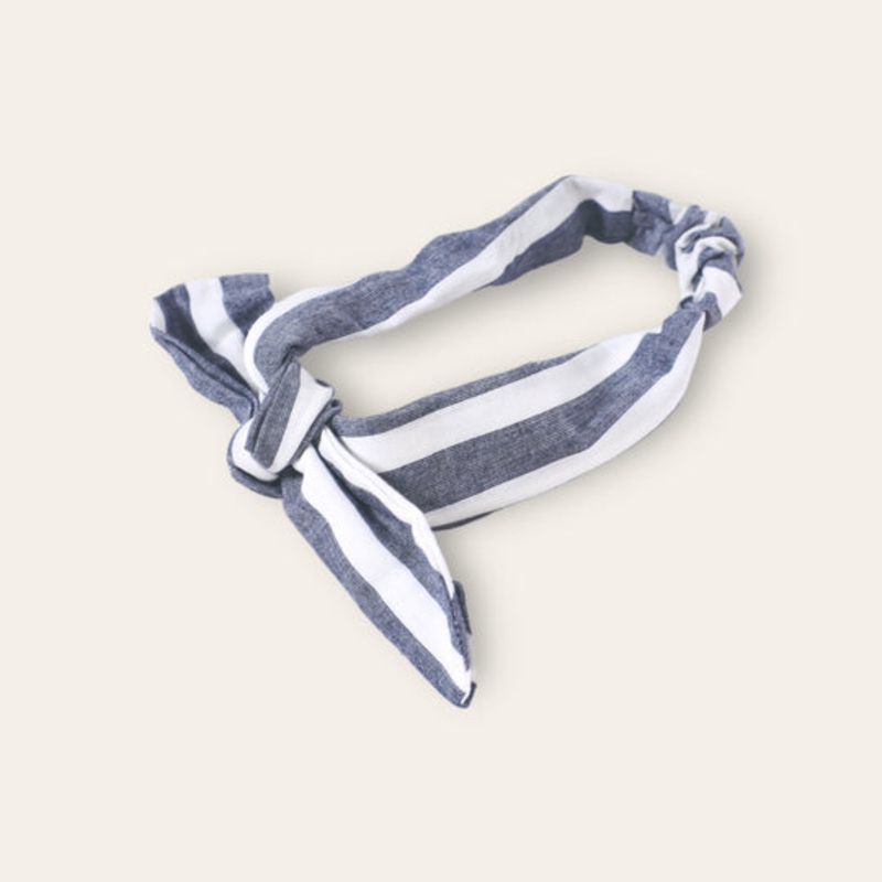 Viverano Jolie Bebe Woven Bow Baby Headband in Blue Stripe