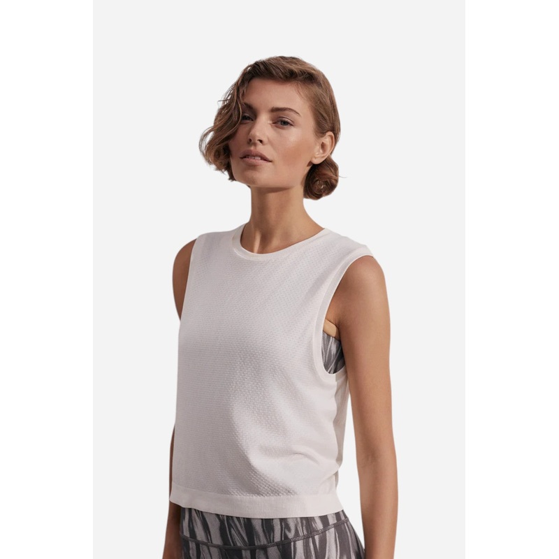 Varley Page Seamless Crop Tank in Snow White