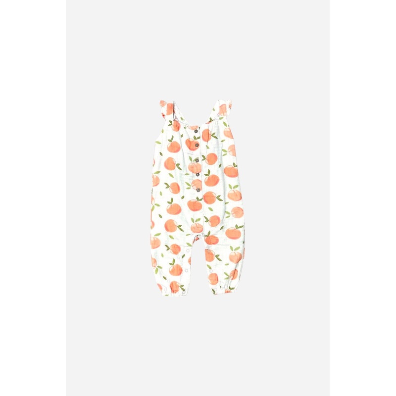Viverano Peaches Ruffle & Button Sleeveless Jumpsuit in Natural
