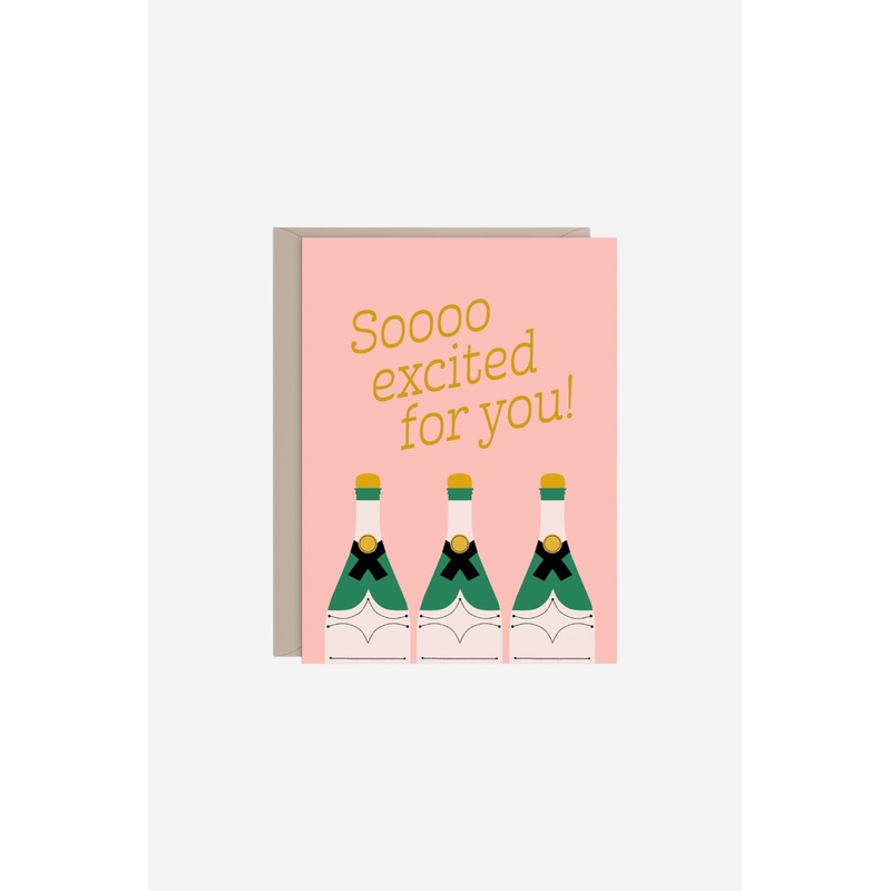 3 Champagne Bottles Wedding Card
