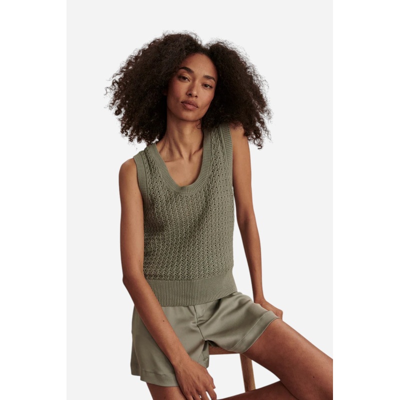 Varley Ferns Open Knit Tank in Shadow