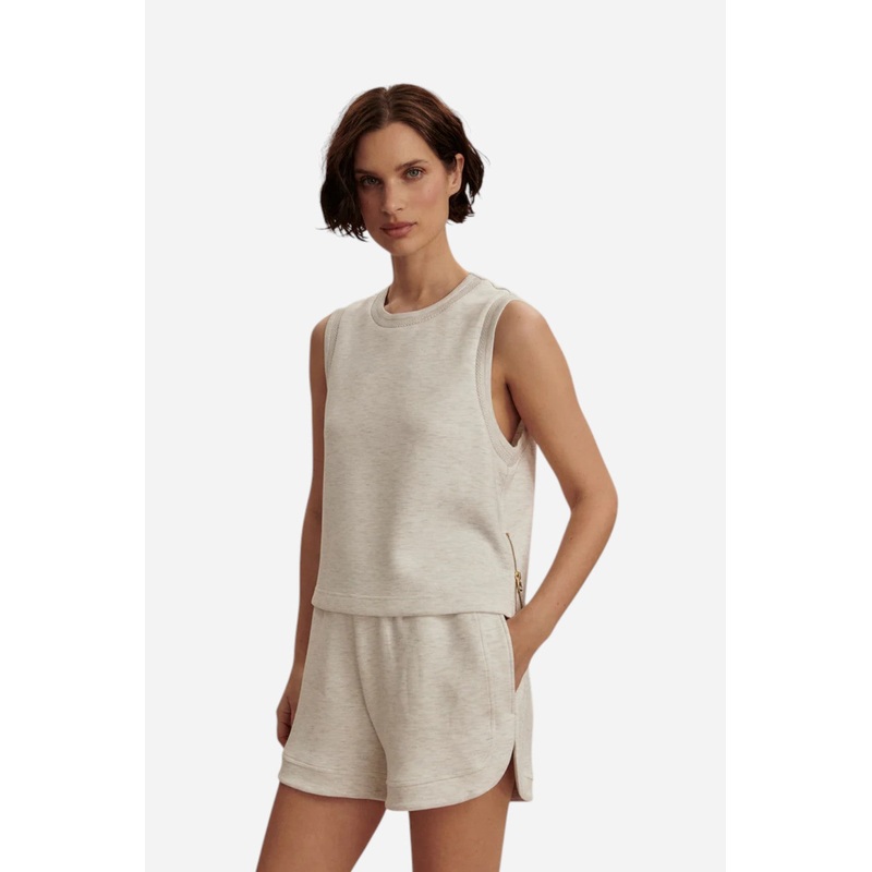 Varley Shea Crop Tank in Ivory Marl