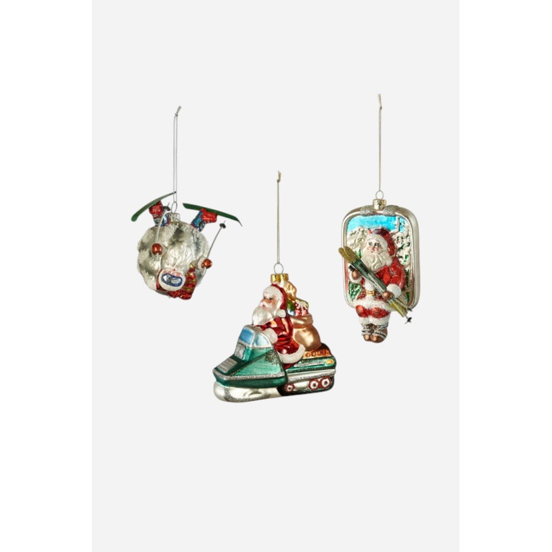 Winter Sports Santa Ornaments