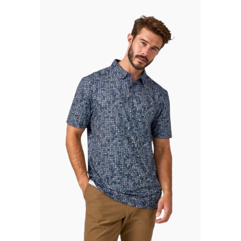 7 Diamonds Marquise Short Sleeve Polo Shirt in Navy