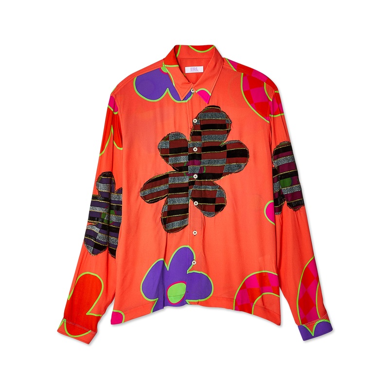 ERL – Floral Woven Shirt – (Orange)