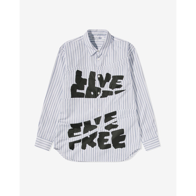CDG Shirt – Men’s Live Free Curved Printed Shirt – (Stripe)