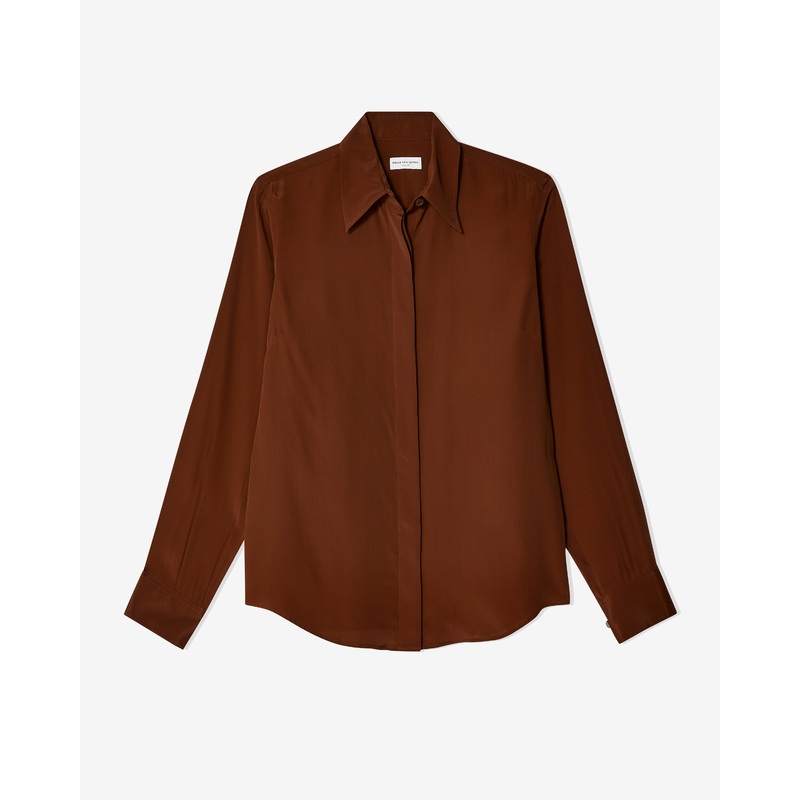 Dries Van Noten – Women’s Curved Hem Shirt – (Brown)