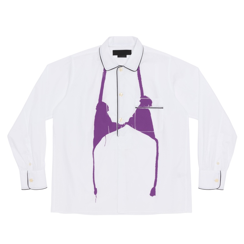 Random Identities – Men’s Knitted Bra Pyjama Shirt – (White/Purple)
