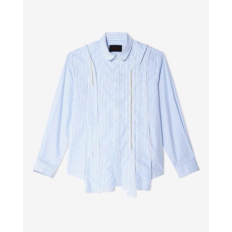 Simone Rocha – Men’s Beaded Inverted Seam Classic Fit Shirt – (Blue/White)