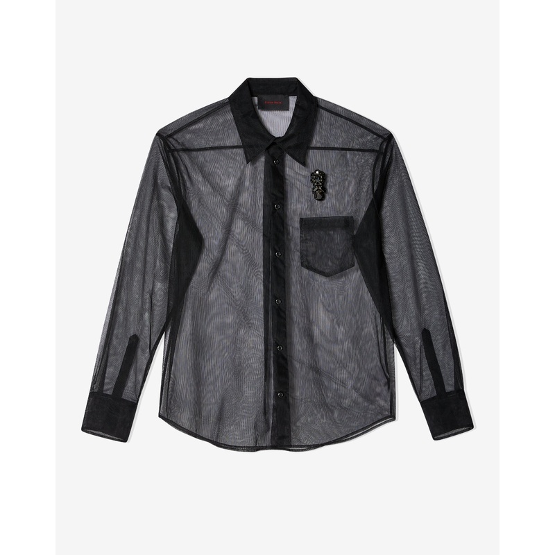 Simone Rocha – Men’s Sheer Classic Fit Shirt – (Black)