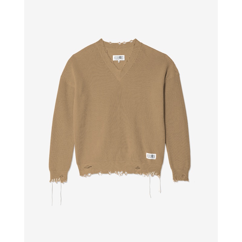 MM6 Maison Margiela – Men’s V-Neck Sweater – (Beige)