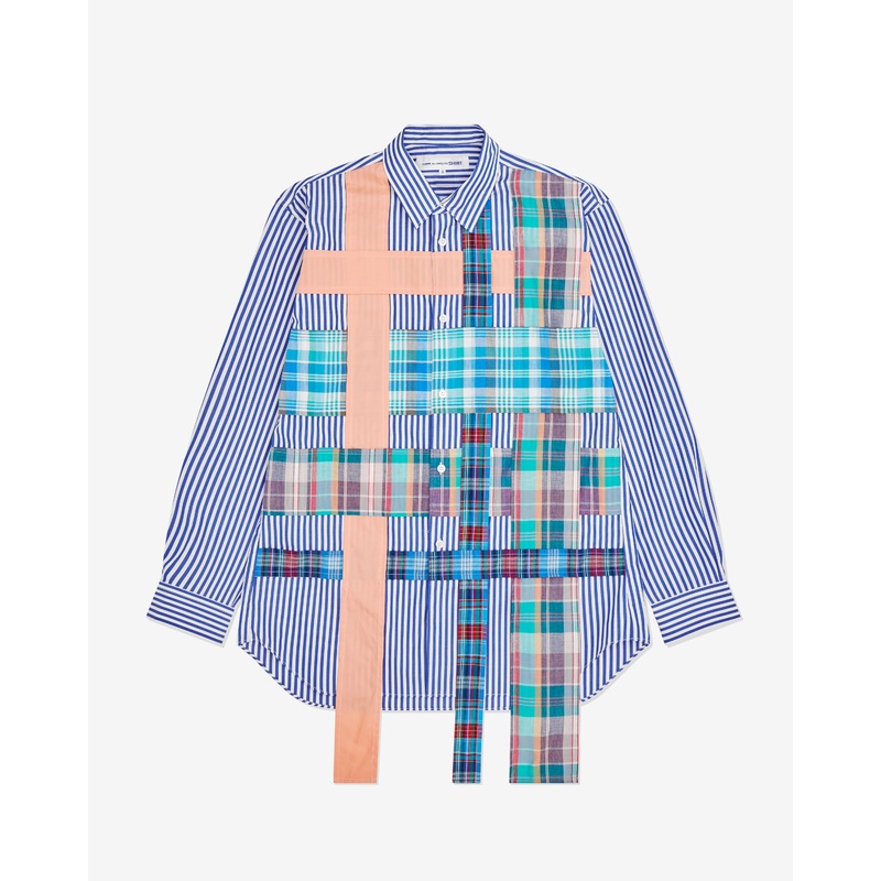 CDG Shirt – Men’s Multi Tartan Lattice Shirt – (Blue Stripe)