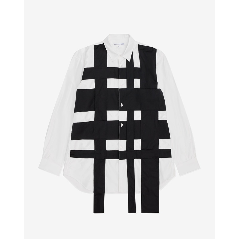 CDG Shirt – Men’s Stitched Lattice Shirt – (White/Black)