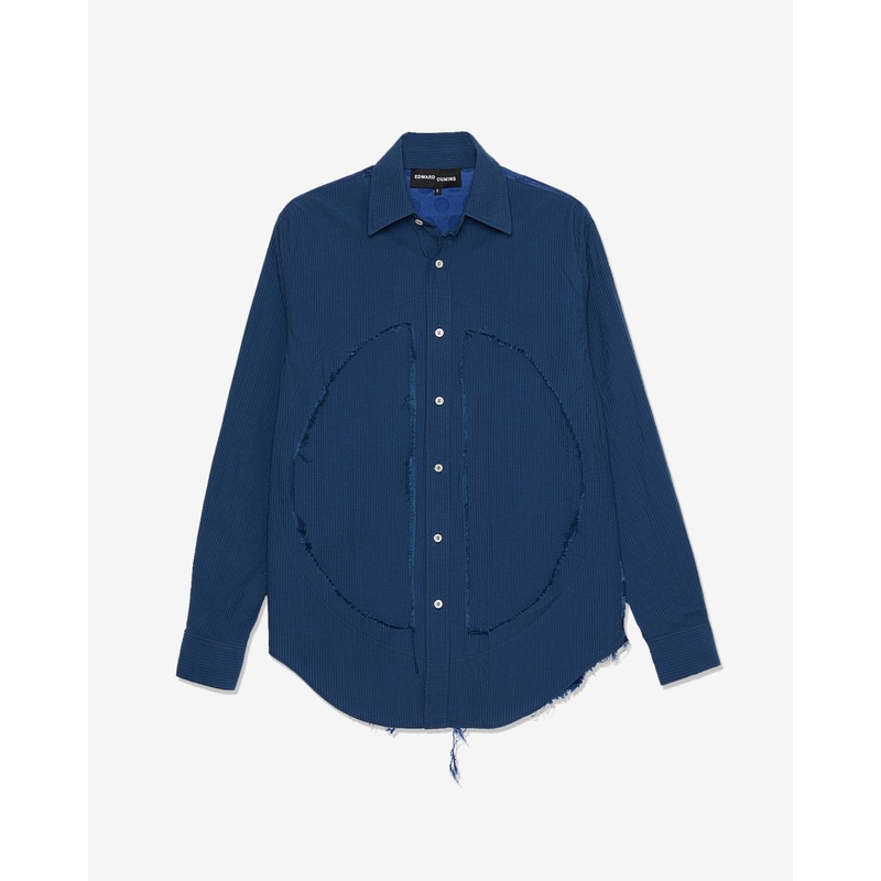 Edward Cuming – Men’s Seersucker Lung Window Shirt – (Navy)