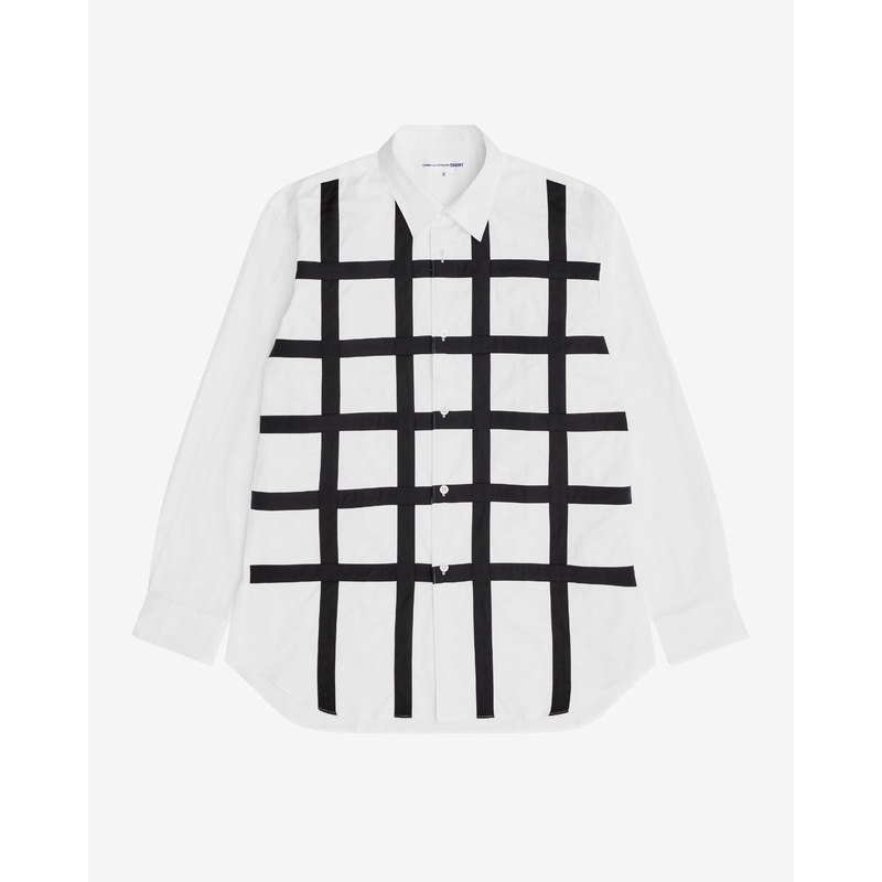 CDG Shirt – Men’s Black Lattice Shirt – (White)
