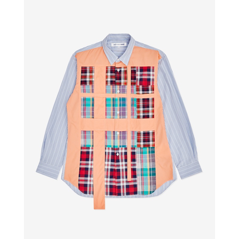CDG Shirt – Men’s Tartan Lattice Shirt – (Blue Stripe)