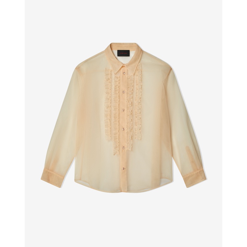 Simone Rocha – Men’s Sheer Ruffle Bib Prom Shirt – (Nude)