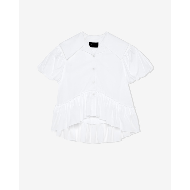 Simone Rocha – Women’s Sailor Collar Puff Sleeve Top – (White)