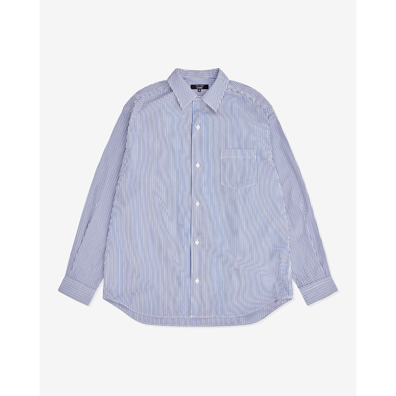CDG Homme – Men’s Cuban Collar Striped Shirt – (White/Blue)