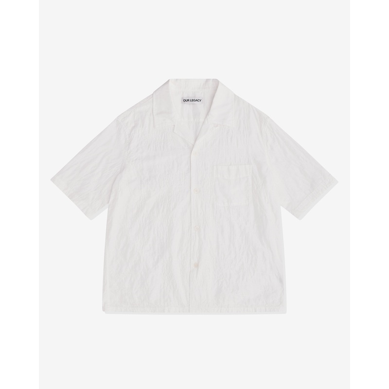 Our Legacy – Men’s Heusen Shirt Shortsleeve – (White Flower Embroidery)