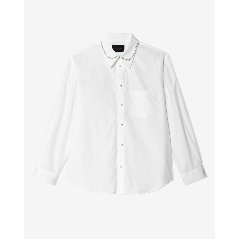 Simone Rocha – Men’s Pearl Button Detail Fit Shirt – (White/Pearl)
