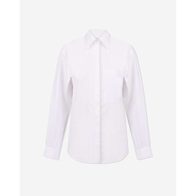 Litkovska – Women’s Waist Cutout Shirt – (White)