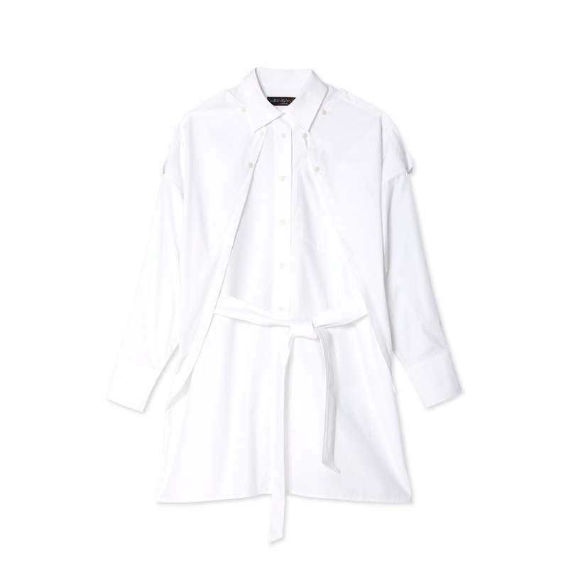 Weinsanto – Women’s Double Layer Trench Shirt – (White)