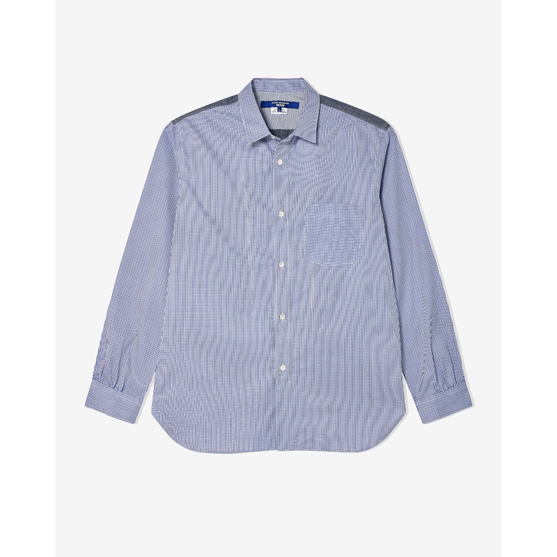 Junya Watanabe Man – Men’s Sleeve-Patch Shirt – (Blue/Grey/Yellow)