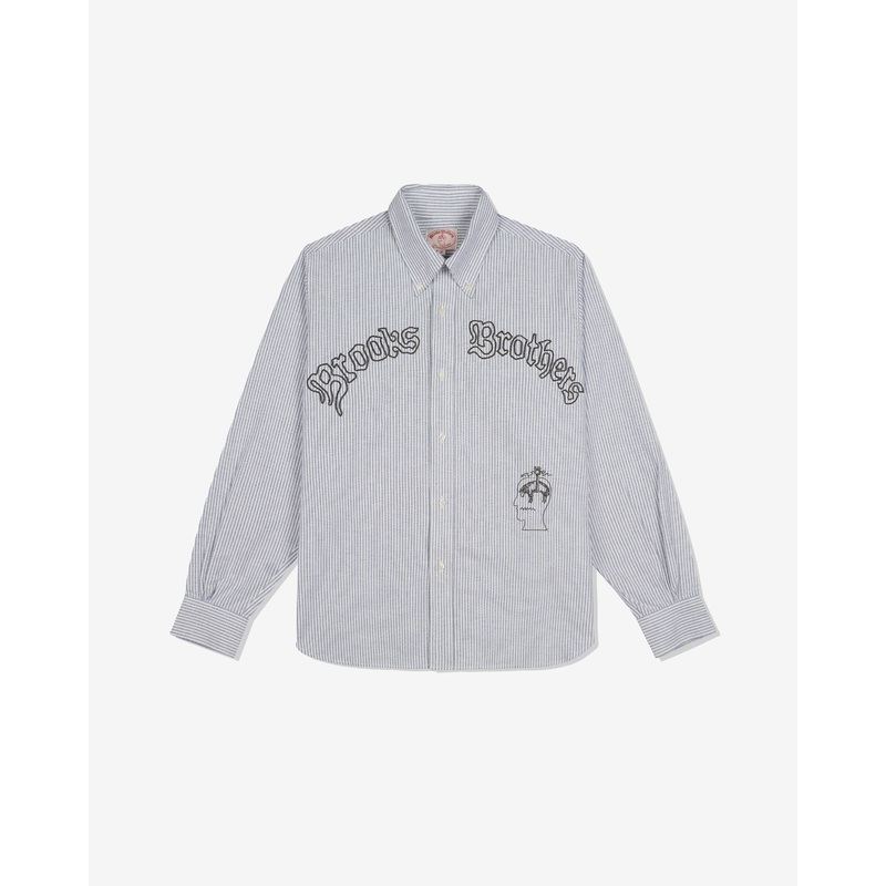 Brain Dead – Brooks Brothers California Men’s Embroidered Stripe Oxford Shirt – (Blue)
