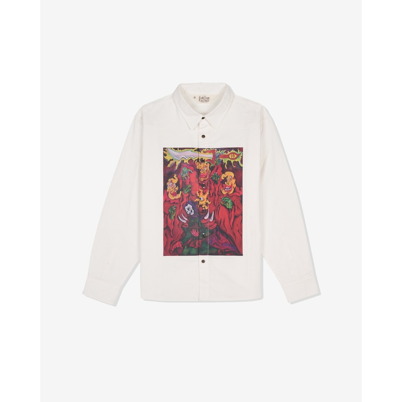 Brain Dead – Men’s Mythic Star Oxford Shirt – (White)
