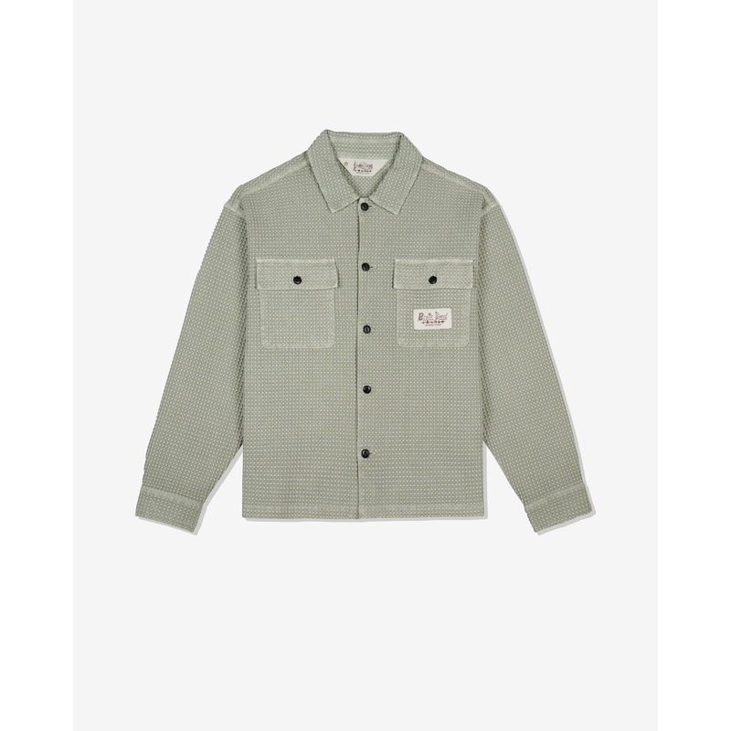 Brain Dead – Men’s Waffle Button Front Shirt – (Stone)