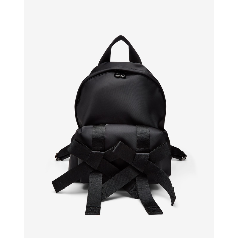 Simone Rocha – Men’s Embroidered Bow Front Backpack – (Black/Pearl)