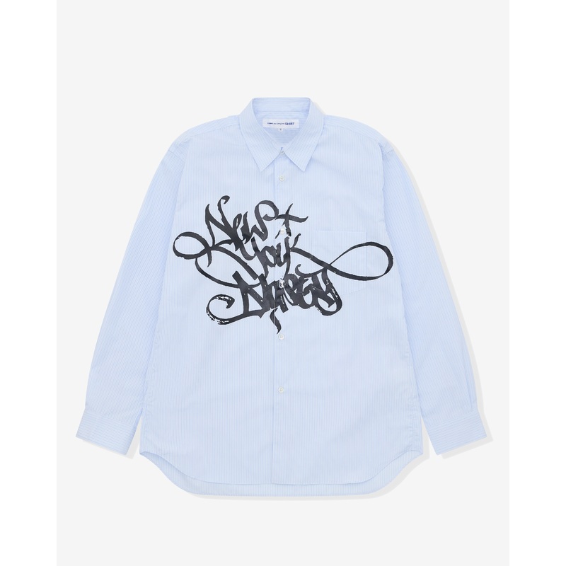 CDG Shirt – Men’s A$AP Nast New York Nasty Shirt – (Blue Pinstripe)
