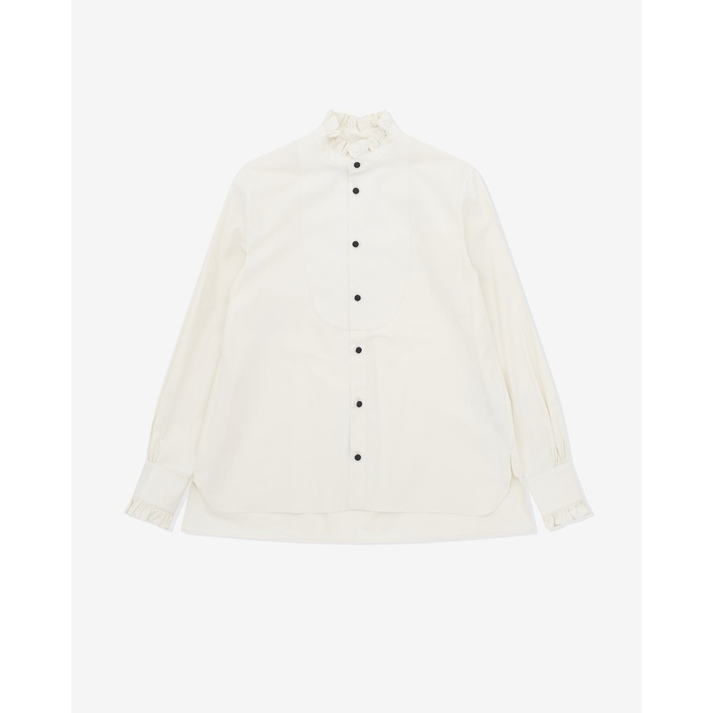 Valentino – Men’s Cotton Poplin Shirt With Plastron And Ruffles – (Ivory)